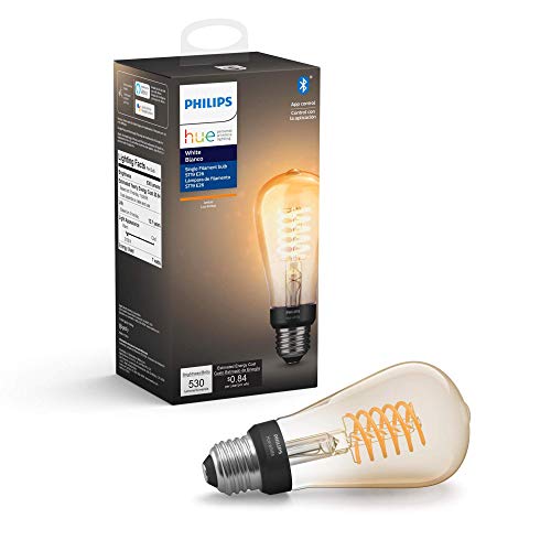 Product Cover Philips Hue White Filament ST19 LED smart vintage bulb, Bluetooth & Hub compatible (Hue Hub Optional), voice activated with Alexa
