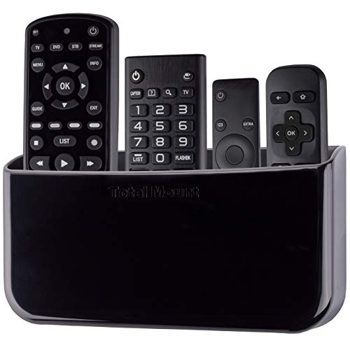 Product Cover TotalMount Hole-Free Remote Holder - Eliminates Need to Drill Holes in Your Wall (for 3 or 4 Remotes - Black - Quantity 1)