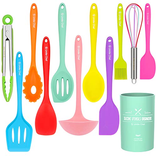 Product Cover Silicone Cooking Utensils Kitchen Utensil Set-12 Pieces Colorful Kitchen Utensils Cooking Tools Turner Tongs Spatula Spoon for Nonstick Cookware - Best Kitchen Tools with Utensil Crock by Umite Chef