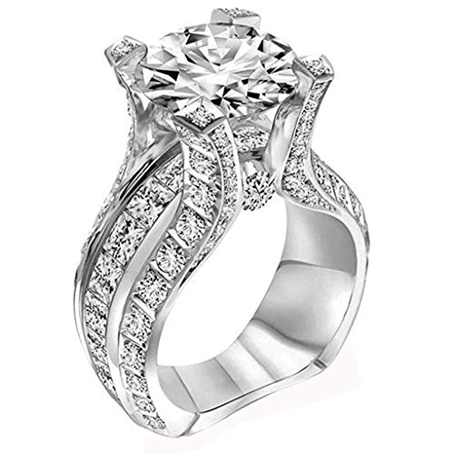 Product Cover Owill Engagement Wedding Ring, Silver Ring Bridal Zircon Diamond Elegant Engagement Wedding Band Ring