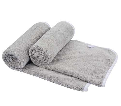 Product Cover KinHwa Bathroom Hand Towels Absorbent Gym Towels Luxury Soft Face Towel Lightweight Microfiber Wash Towels Ideal for Hair Spa and Sports Light-Gray 2 Pack