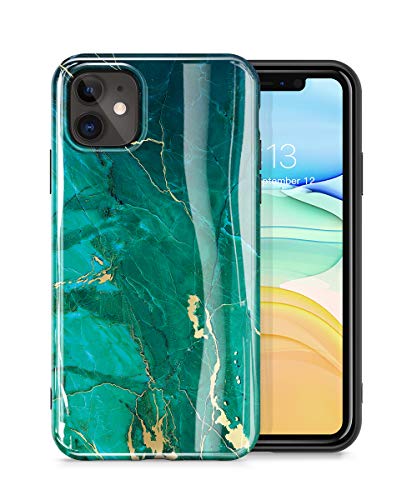 Product Cover GVIEWIN Marble iPhone 11 Case, Ultra Slim Thin Glossy Soft TPU Rubber Gel Phone Case Cover Compatible iPhone 11 6.1 Inch 2019 (Green/Gold)