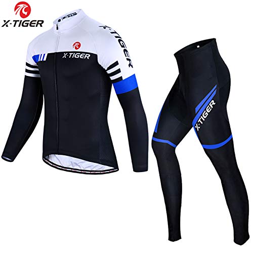 Product Cover X-TIGER Men's Cycling Jersey Set Long Sleeve Winter,Biking Jersey+5D Gel Padded Pants,MTB Road Bike Bicycle Clothing Set