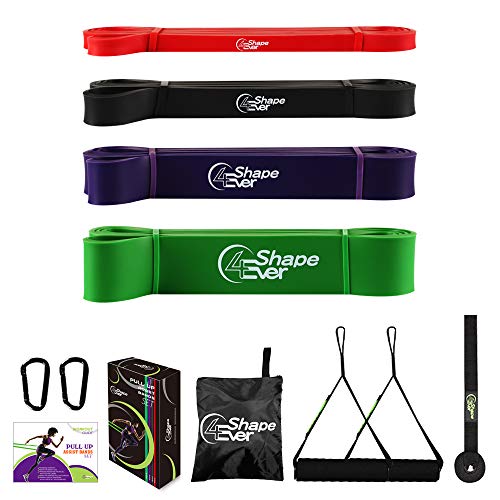Product Cover 4EverShape Pull Up Assistance Bands, Resistance Bands with Handles and Door Anchor, Powerlifting Bands, Heavy Duty Exercise Bands for Workout Body Stretch