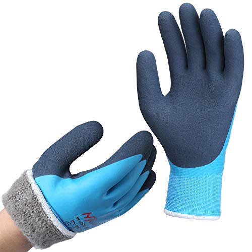 Product Cover DS Safety Men's Waterproof Thermal Winter Work Gloves Double Coated Nylon Reinforced Insulated Gloves with Acrylic Terry Brushed Lined and 15 Gaugeblue Hycool Firm Grip - Size Large