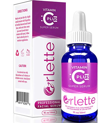 Product Cover Orlette Vitamin C Serum Super Plus - With Hyaluronic Acid 5%, Retinol 2.5%, Niacinamide 3.5% - Face & Skin Care Essential - Anti Aging Products - Dry Skin Moisturizer - Reduce Wrinkles and Fine Lines