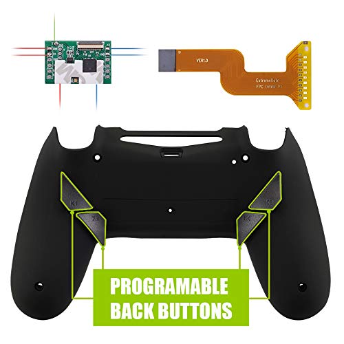 Product Cover eXtremeRate Dawn Programable Remap Kit for PS4 Controller with Mod Chip & Redesigned Back Shell & 4 Back Buttons - Compatible with JDM-040/050/055 - Soft Touch Black