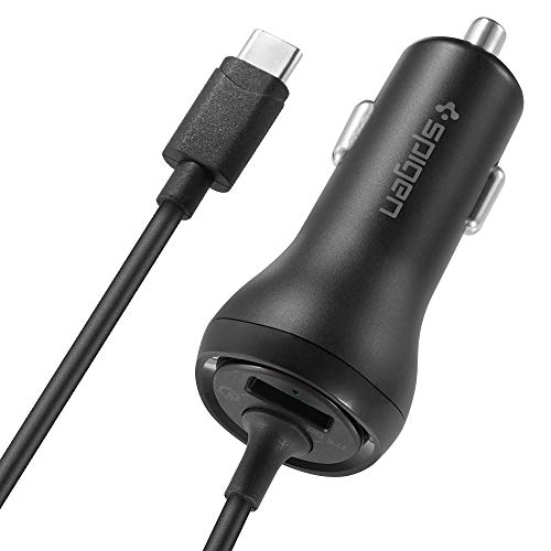 Product Cover Spigen SteadiBoost 36W USB C Car Charger with Built in USB-C 3.0 Cable Power Delivery 3.0 and Qualcomm Quick Charge 3.0 Works with Galaxy, iPhone, Pixel, iPad, Galaxy Tab