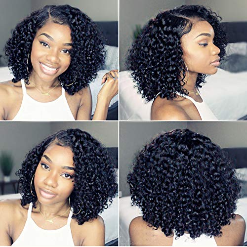 Product Cover Newa Hair 13x6 Lace Front Human Hair Wigs Pre Plucked Short Lace Frontal Wig with Baby Hair Curly Human Virgin Hair Wigs for Black Women