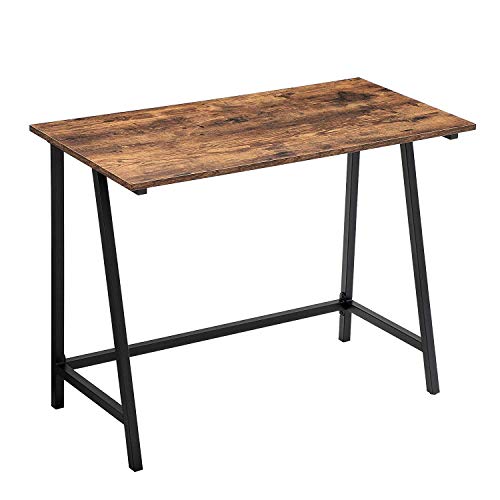 Product Cover VASAGLE ALINRU Computer Desk, Writing Table with Iron Frame Top, in The Office and Home Study, Easy Assembly, Stable and Space-Saving, Industrial, Rustic Brown ULWD40X
