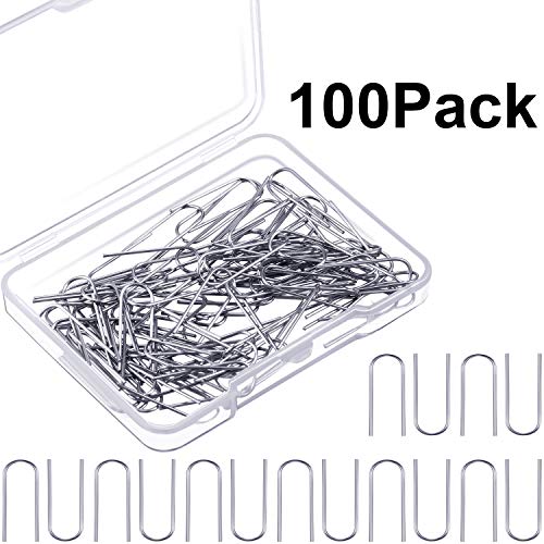 Product Cover 100 Pieces High Temperature Nichrome Wire Jump Rings, U Hanger Hooks for DIY Pendant, Ceramic Ornaments, Fusing in Glass, 21 Gauge with Plastic Storage Box