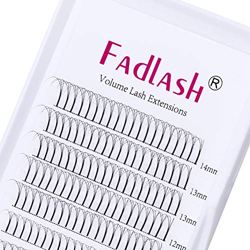 Product Cover Premade Volume Eyelash Extensions 8~20mm Volume Lash Extensions C Curl 0.10mm 3D Eyelash Extensions by FADLASH (3D-0.10-C,12mm)