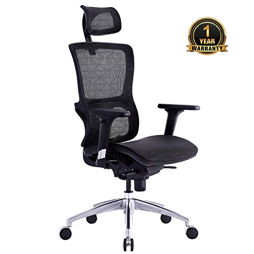 Product Cover Ergonomic Office Chair Home Office Chair Mesh Chair with Elastic Mesh, Breathable Cushion, Metal Base, Multi-function Adjustment
