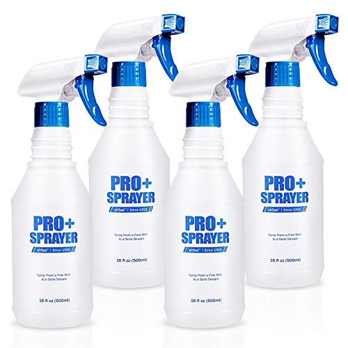 Product Cover Airbee Plastic Spray Bottle (4 Pack,16 Oz), Commercial Household Empty Water Sprayer, No Leak and Clog, Bleach/Vinegar/BBQ/Rubbing Alcohol Safe, Squirt Spritzer Bottles with Measurements