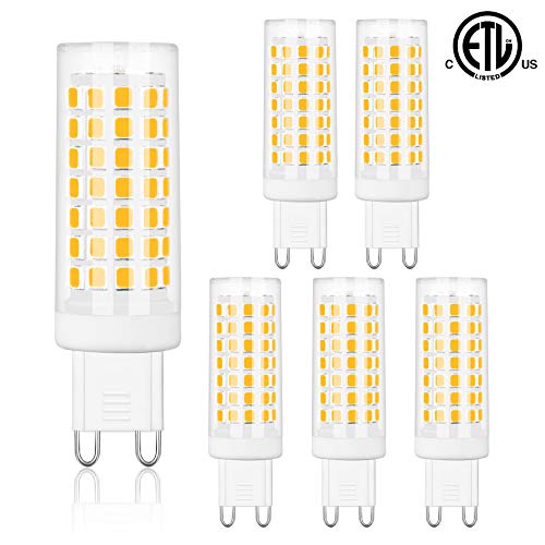 Product Cover Comzler G9 LED Bulbs Bi Pin Base 6W Soft White 3000K - G9 Base Bulbs, 60W Halogen Equivalent, 550LM, G9 Soft White Bulbs for Home Lighting, Non-dimmable, Pack of 6