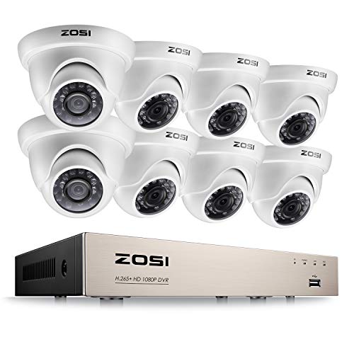 Product Cover ZOSI 8CH Security Surveillance System H.265+ 1080P 4 in 1 HD DVR and 8pcs 1080P HD Weatherproof CCTV Dome Cameras System,Night Vision,Easy Remote Access,NO Hard Drive