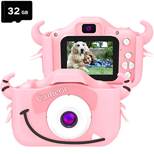 Product Cover goopow Kids Children Camera, Child Digital Video Mini Camera for Girls with a Cartoon Soft Silicone Cover for Outdoor Play, Toys for Girls 3-8 Years Old, Best Christmas Birthday Gift for Girls (Pink)