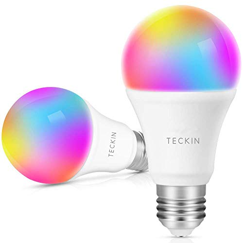 Product Cover Smart LED Bulb E27 WiFi Multicolor Light Bulb Compatible with Phone, Google Home and IFTTT (No Hub Required), TECKIN A19 60W Equivalent RGB Color Changing Bulb (7.5W (2 Pack)