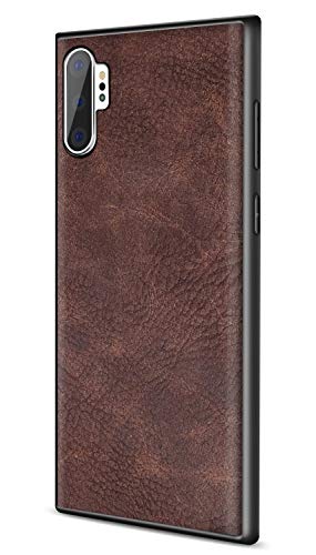 Product Cover SALAWAT Galaxy Note 10 Plus Case, Slim PU Leather Vintage Shockproof Phone Case Cover Lightweight Soft TPU Bumper Hard PC Hybrid Protective Case for Samsung Galaxy Note 10+ 5G 6.8inch (Dark Brown)