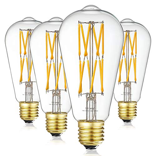 Product Cover LEOOLS Vintage 10W LED Edison Bulb Dimmable, 100W Equivalent Antique Style Filament Light Bulbs, Clear Glass, Warm White 2700K, 1200LM, E26 Base, Decorative, 360 Degrees Beam Angle, Pack of 4.