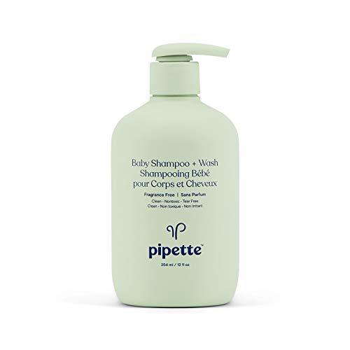 Product Cover Pipette Baby Shampoo + Body Wash Tear-Free with Renewable Plant-Derived Squalane (Fragrance-Free, 12-Fluid-Ounce)