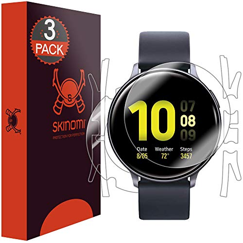 Product Cover Skinomi Full Body Skin Protector Compatible with Samsung Galaxy Watch Active2 (44mm, 2019)(3-Pack)(Screen Protector + Back Cover) TechSkin Full Coverage Clear HD Film