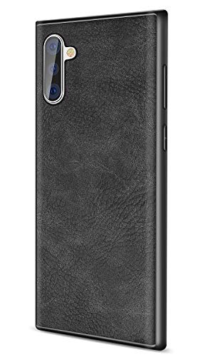 Product Cover SALAWAT Galaxy Note 10 Case, Slim PU Leather Vintage Shockproof Phone Case Cover Lightweight Premium Soft TPU Bumper Hard PC Hybrid Protective Case for Samsung Galaxy Note 10 6.3inch (Black)