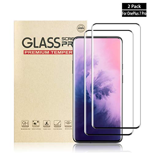 Product Cover Oneplus 7 Pro Screen Protector by YEYEBF, [2 Pack] Full Coverage Tempered Glass Screen Protector for Oneplus 7 Pro [3D Touch][Bubble-Free][Case-Friendly][Anti-Scratch]