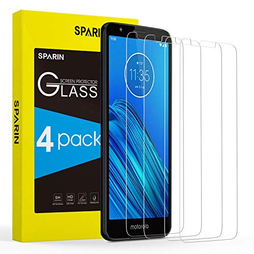 Product Cover [4 Pack] SPARIN Motorola Moto E6 Screen Protector, Tempered Glass Screen Protector for Moto E6, Scratch Resistant/Quick Response