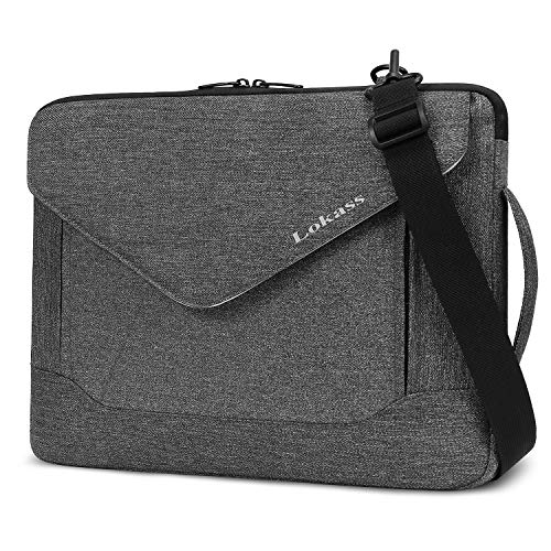 Product Cover LOKASS Laptop Sleeve Case Bag Protective Briefcase Handbag Water-Resistant Envelope-Style Laptop Carrying Case with Handle and Strap Compatible 13-13.3 Inch MacBook Pro/Notebook/Ultrabook, Gray