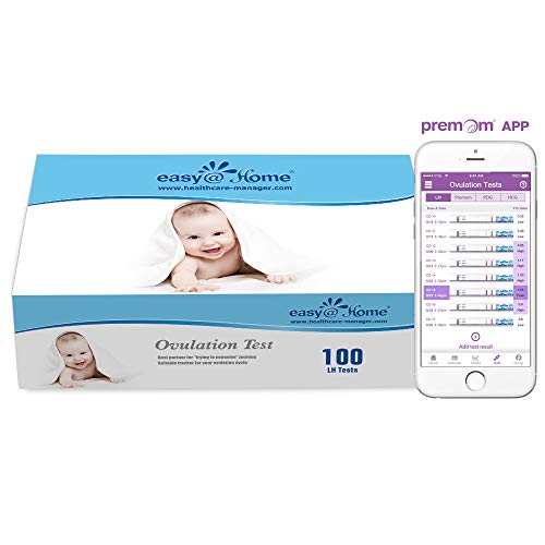 Product Cover Easy@Home Ovulation Test Strips, 100 Pack Fertility Tests, Ovulation Predictor Kit, FSA Eligible, Powered by Premom Ovulation Predictor iOS and Android App, EZW2-S-100