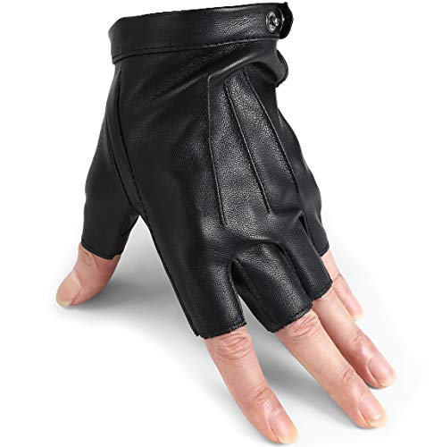 Product Cover Driving Gloves Men Fingerless Leather Gloves Thin Half Finger Black Glove