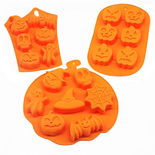 Product Cover 3 PCS Silicone Halloween Ghost Pumpkin Baking Mold Set