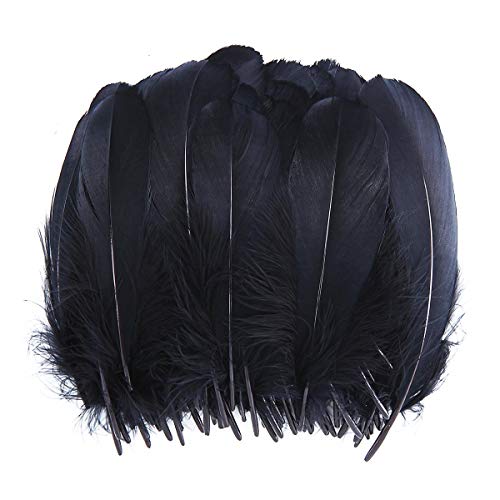 Product Cover TommoT 100 Pcs 5-7 Inch Natural Large Black Goose Feathers for DIY Crafts or Dream Catcher