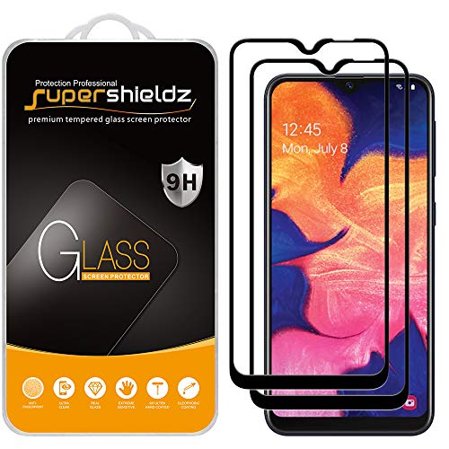 Product Cover (2 Pack) Supershieldz for Samsung (Galaxy A10E) Tempered Glass Screen Protector, (Full Screen Coverage) Anti Scratch, Bubble Free (Black)