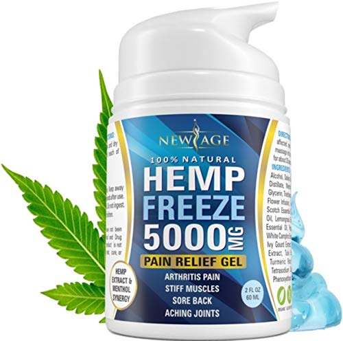 Product Cover Hemp Freeze Cream with Turmeric and Menthol for Pain Relief by New Age - 5000 MG 2 OZ - Natural Hemp Extract for Arthritis, Knee, Joint & Back Pain - Made in USA - Inflammation & Sore Muscles