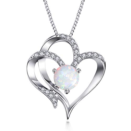 Product Cover Opal Necklaces 5A Cubic Zirconia Heart Necklace 14K White Gold Plated Heart Pendant Necklace Jewelry Gifts Necklaces for women