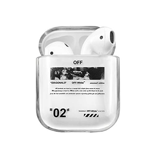 Product Cover Hard Plastic Transparent Clear 02 Black Stripes Case for Apple Airpods 1 2 Wireless Earbuds White Sports Luxury Designer High Fashion Street Deluxe Hot Brand Unique Cool Fun Gift Boys Son Kids Men