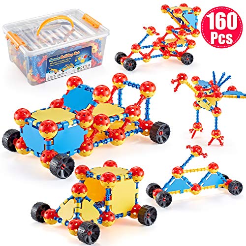 Product Cover GARUNK STEM Leaning Toys, 160 Pieces Educational Construction Engineering Building Blocks Learning Set for Ages 3 4 5 6 7 8 9 10 Year Old Boys & Girls with Storage Box, Creative Games & Fun Activity