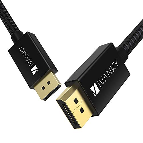 Product Cover iVANKY DisplayPort 1.4 Cable 6.6 ft [4K@144Hz, 8K@60Hz] Braided High Speed DisplayPort Cable, HBR3, 32.4Gbps, HDCP 2.2, DSC 1.2, HDR, Compatible with Gaming Monitor - Black