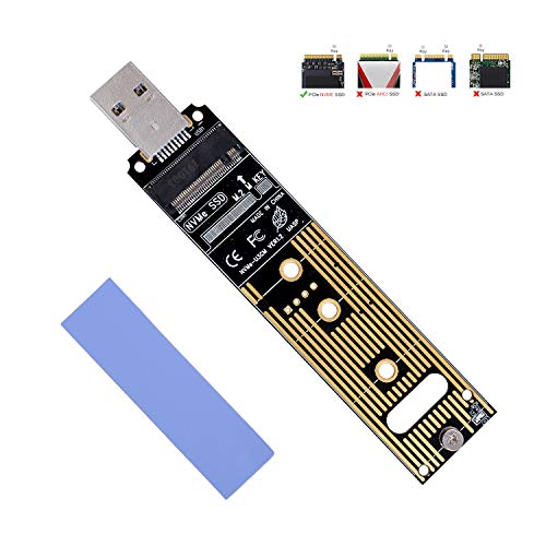 Product Cover NVMe to USB Adapter, M.2 SSD to USB 3.1 Type A Card, M.2 PCIe Based M Key Hard Drive Converter Reader as Portable SSD 10 Gbps USB 3.1 Gen 2 Bridge Chip Support Windows XP 7 8 10, MAC OS