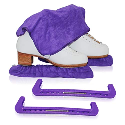Product Cover CRS Cross Skate Guards, Soakers & Towel Gift Set - Ice Skating Guards and Soft Skate Blade Covers for Figure Skating or Hockey (Passion Purple, Small)