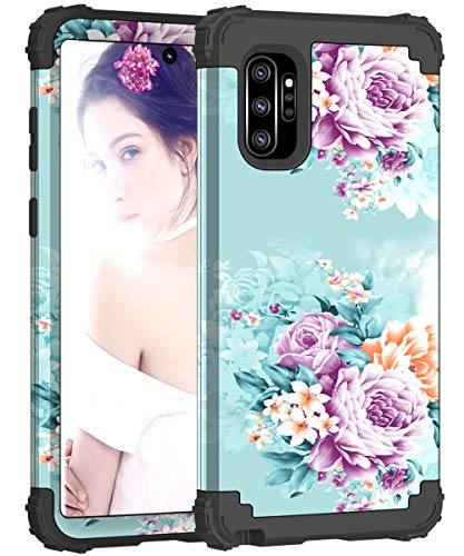 Product Cover PIXIU Galaxy Note 10 Plus case,Unique Dual Layer Heavy Duty Shockproof Protective Hybrid Sturdy Case for Samsung Galaxy Note 10Plus 6.8 inch Peonies Flower