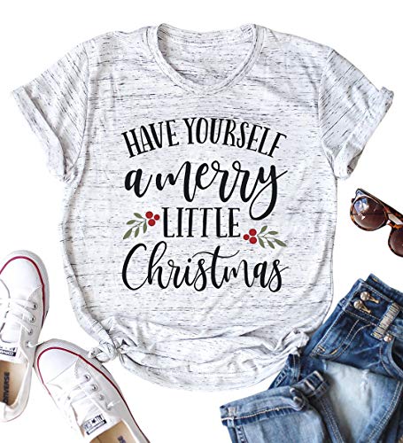 Product Cover LOTUCY Women Christmas Shirt Have Yourself A Merry Little Christmas Letter Print T-Shirt Funny Tees Tops