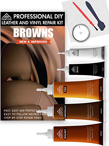 Product Cover Leather Repair Kits for Couches Brown- Vinyl Repair Kit, Leather Repair Kit, Furniture Repair Kit - Leather Scratch Repair for Refurbishing for Upholstery, Couch, Boat, Car Seats - Leather Dye Brown