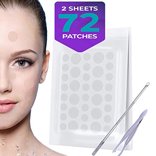 Product Cover Acne Pimple Patch Healing Spot Patches, Hydrocolloid Acne Stickers Absorbing Spot Dot Acne Cover - Acne Dots Pimple Sticker Acne Pimple Master Patch Blemish Patches Acne Treatment, Set of 72pcs