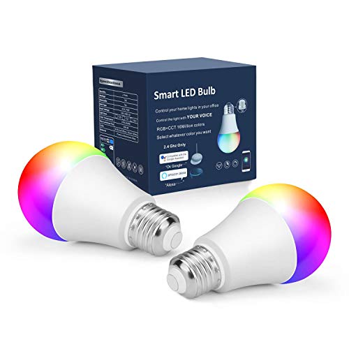 Product Cover OHLUX Smart WiFi LED Light Bulb, Works with Alexa and Google Home Assistant (No Hub Required), RGBCW Multi Color Changing Bulb, A19 E26 7W(60W Equivalent), IFTTT Compatible, 2-Pack