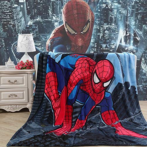 Product Cover Spiderman Blanket, Cartoon Spiderman Throw Blanket for Kids Bed Couch Throw Soft Cute Warm Cozy Plush fit Sofa Stroller Wheelchair Knee Suitable for All Seasons-60