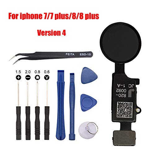 Product Cover Afeax Compatible with Apple iPhone Home Button Main Key Flex Cable Replacement for iPhone 7/7 Plus and iPhone 8/iPhone 8 Plus Black Version 4