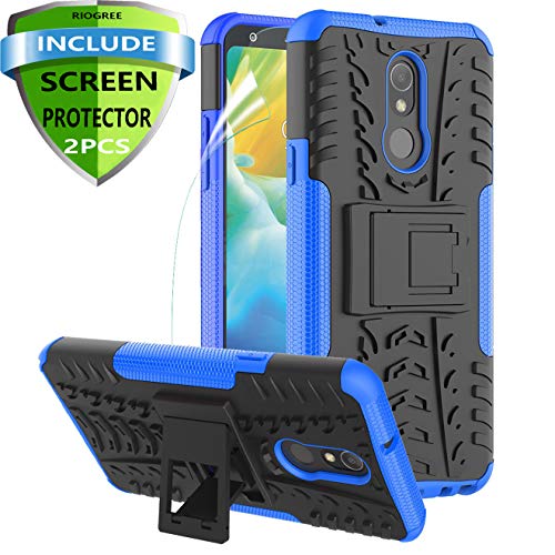 Product Cover RioGree for LG Stylo 5 Case / Stylo 5 Plus + Phone Case with Screen Protector Kickstand for Men Women Boys Girls Durable Heavy Duty Shockproof Cover Skin TPU, Blue